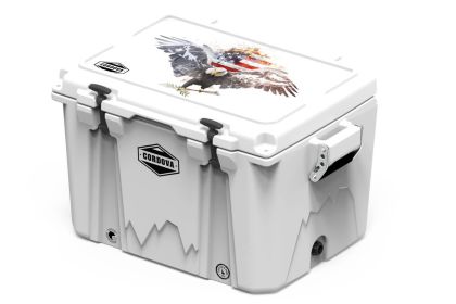 Full Wrap 48 qt Americana Grayscale Collection Cooler (Color: White, size: M)