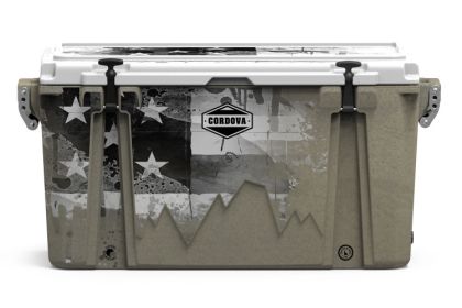 Lid Graphic 88 qt Americana Grayscale Collection Cooler (Color: Sandstone, size: L)